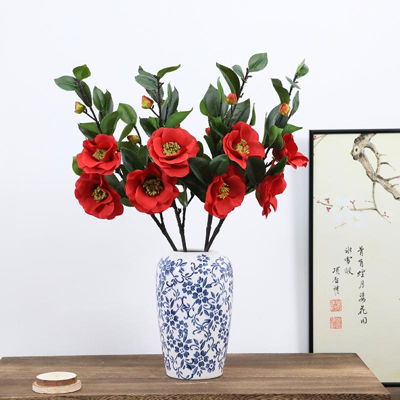 58Cm High Quality Artificial Camellia Camellia Silk Fake Flower Flower For Diy Home Garden Wedding Living Room Office Decoration