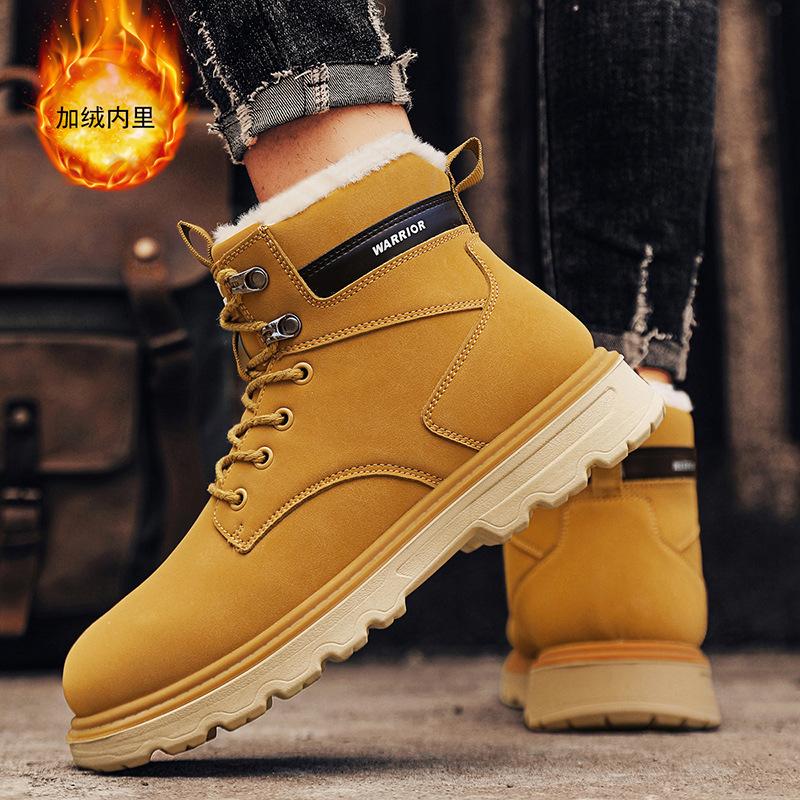 Pull back men s shoes Martin boots new velvet rhubarb boots thermal snow boots men s outdoor combat boots men s autumn and winter shoes 39