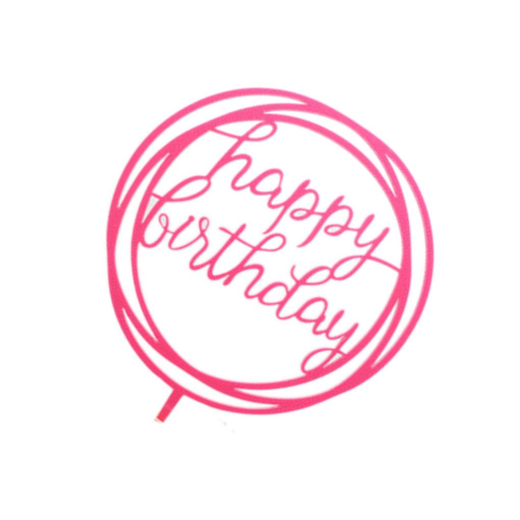 Round Happy Birthday Letter Cake Topper Acrylic DIY Cupcake Cake Smash Candle Party Handmade Stick