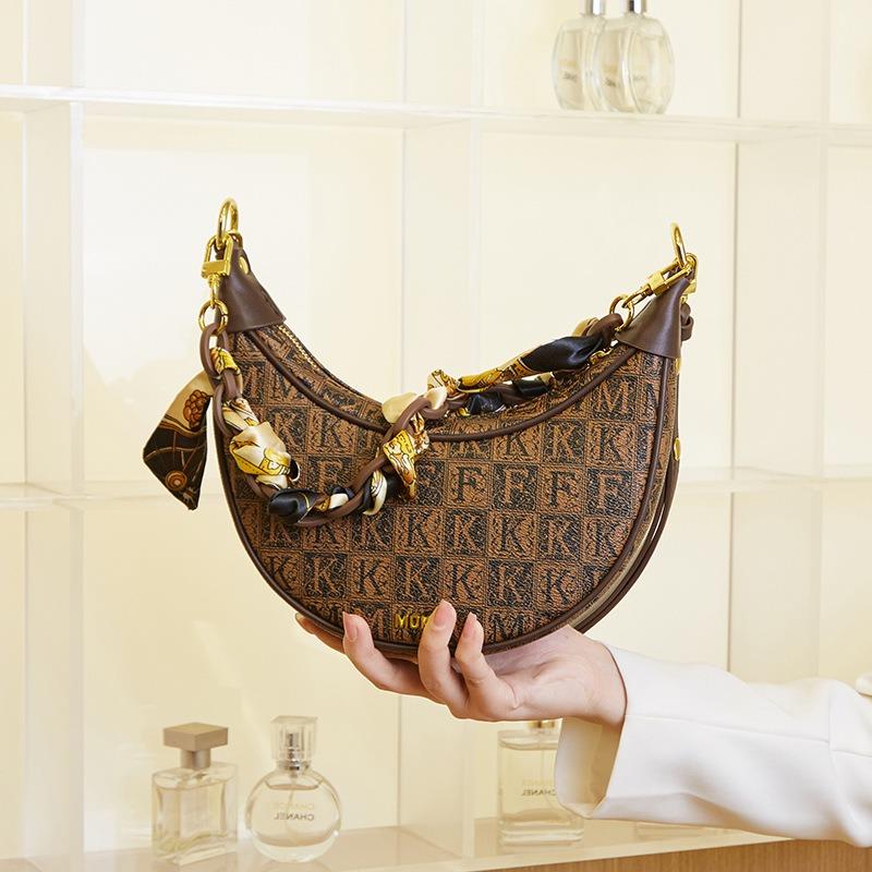 Premium style portable underarm bag trendy women's bag retro presbyopia bag one shoulder cross crescent dumpling bag