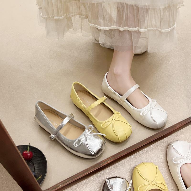 French small single shoes women's summer 2025 new bow light mouth gentle evening Mary Jane women's shoes
