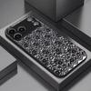 Moderne Schwarze Spitze Floral Handyhülle Handys für iPhone 17 Pro Max Hülle Glas für iPhone 17 16 15 14 13 12 11pm Pro Plus