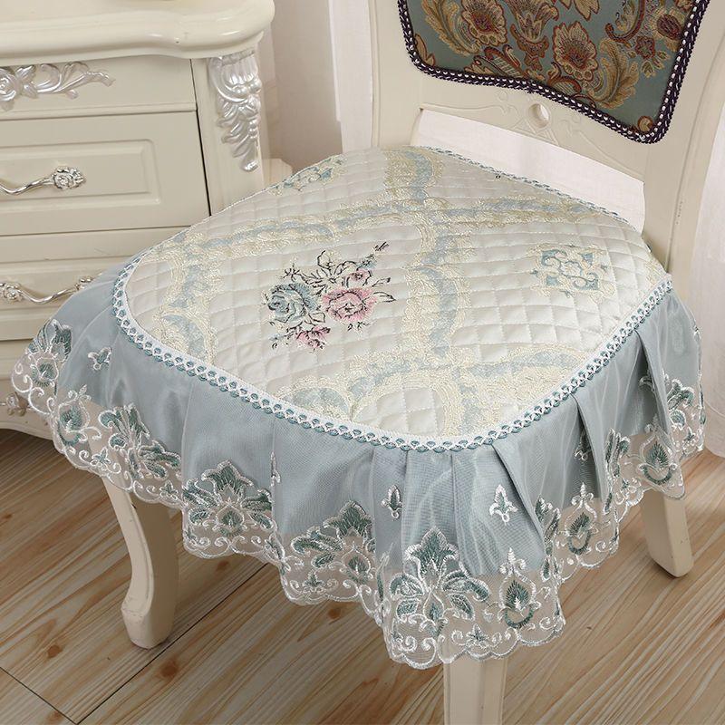 Dining Chair Cushion European Printed Seat Cushions with Lace Quality Four Seasons Stool Seat Mat Non-slip Buttocks Pad