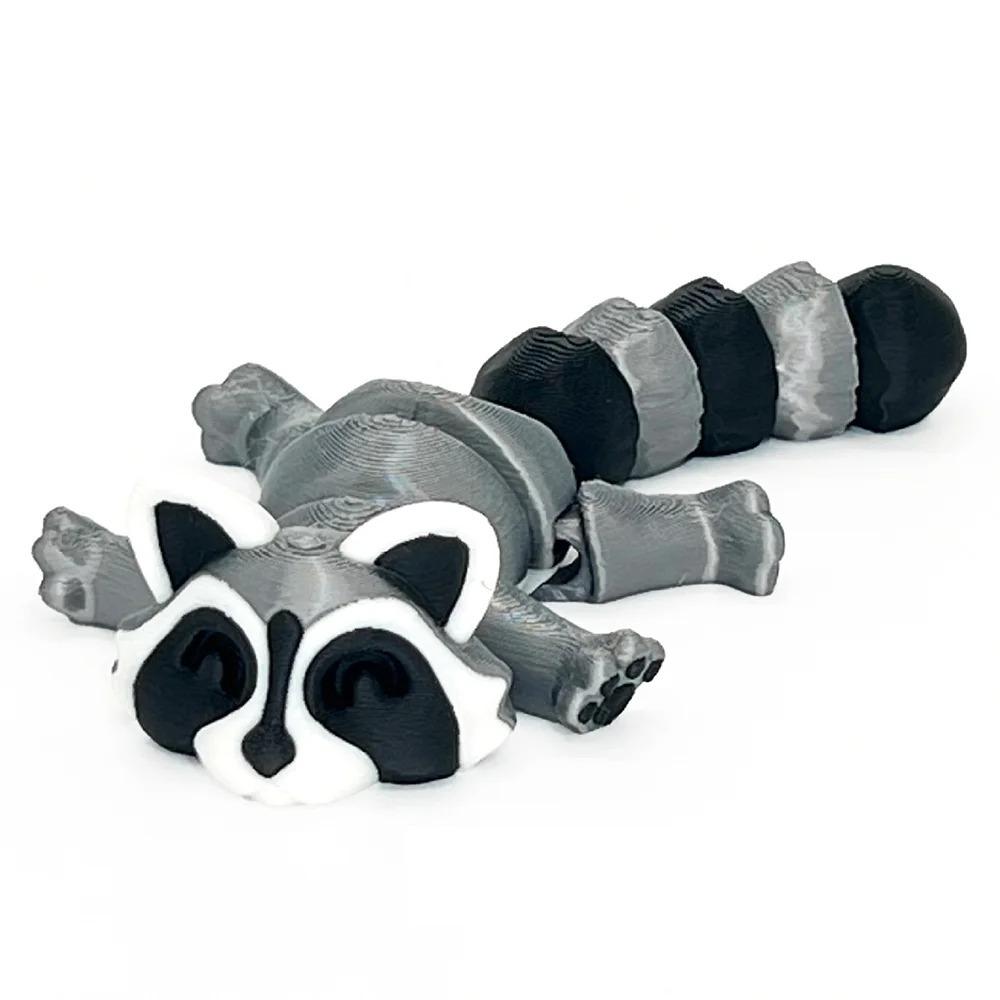 

New Plastics 3D Printed Toys Cartoon Flexible Raccoons Animals Figures Multi-joint Model Ornament Desktop Decoration