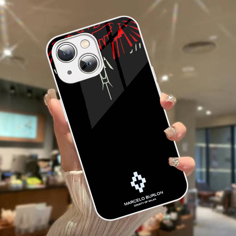 M-MARCELO B-BURLON For IPhone 14 13 12 Mini 11 Pro XS Max X XR 14 Plus Tempered Glass Cover