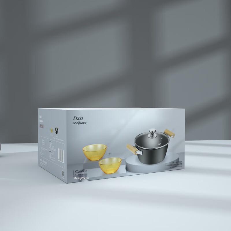 EKCO Cast Iron Stockpot & Deluxe Dinnerware Set