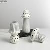 Modern Hand Painted Ceramic Round Dot Mushroom Statue Creative Abstract Crafts Sculpture Desktop Figurines Home Decor Ornaments