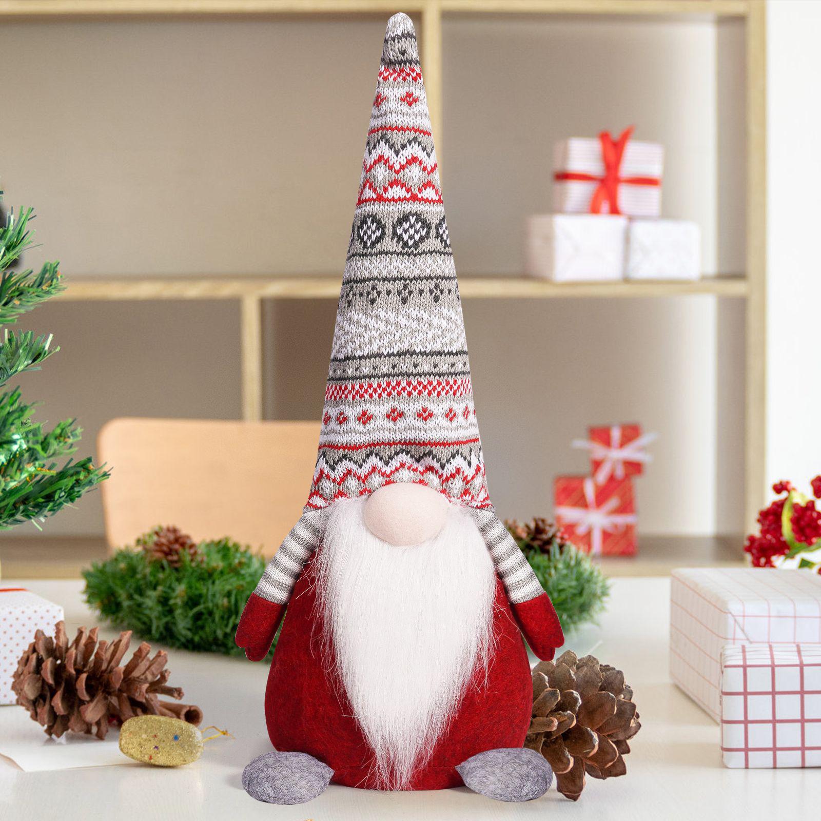 Christmas Faceless Doll with Knit Hat - Rudolph Desktop Ornament