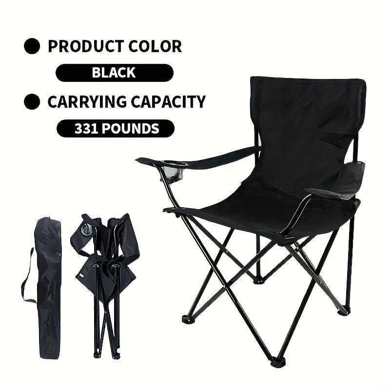 Outdoor Camping Chair With Backrest, Portable Picnic Chair, Beach Chair With Carrying Bag, Foldable Fishing Chair With Cup Holder, Foldable Outdoor
