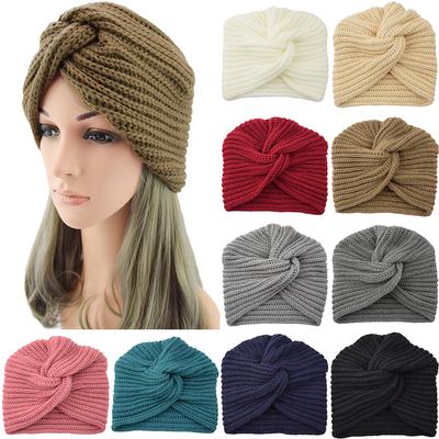 Women Muslim Turban Head Wrap Knitted Cap Cancer Chemo Hat Hair Loss Headwear KTB