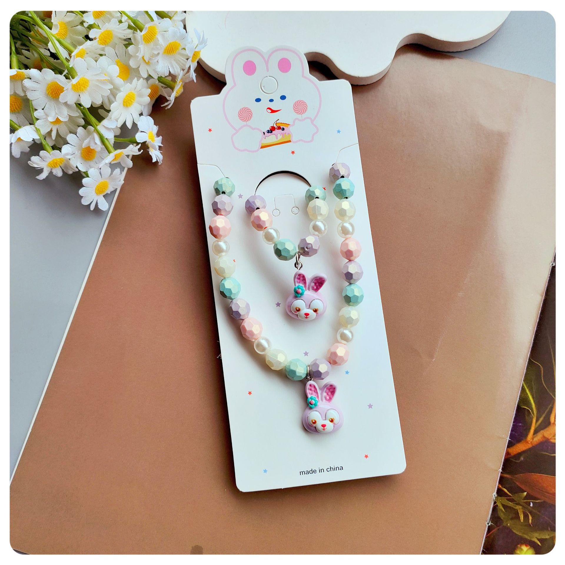 

Adorable Rabbit Macaron Beaded Necklace & Bracelet Set for Kids