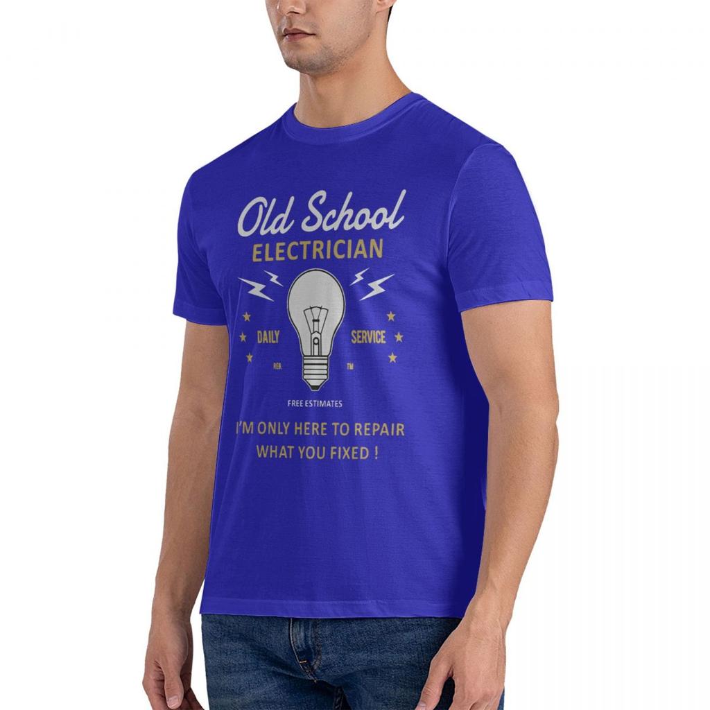 2024 Fashion Funny Novelty Joke Old School Electrician Mens T-Shirt Top Electrical Engineer Tees