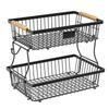 33*29cm Deteachable Fruit Vegetable Kitchen Storage Organizeation Racks Holders Double-layer Trays Wood Hand SS Home Display