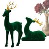 Christmas Reindeer Figurines 2Pcs Flocking Deer Statue Tabletop Decor for Living Room Home Office Holiday Party Christmas Decor