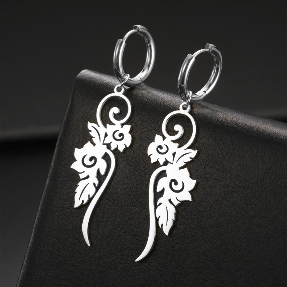 My Shape Flower Vines Filigree Drop Earrings Stainless Steel Dangle Earring Gold Color Women Hanging Earrings Jewelry Girls Gift