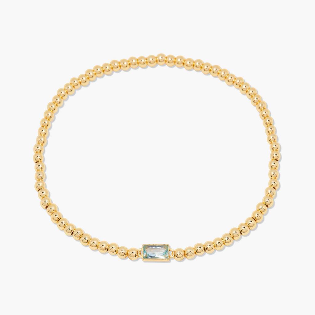 Elegant 18K Gold Plated Stainless Steel Bracelet with Colorful Rectangular Stones, Fashion Jewelry for Women