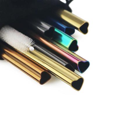 Daugkartinio naudojimo gėrimų šiaudelių rinkinys vestuvių dekoravimui metalinis šiaudelis nerūdijančio plieno šiaudelis tiesus šiaudelis gimtadienio vakarėlio įsimylėjėlių reikmenys su maišeliu