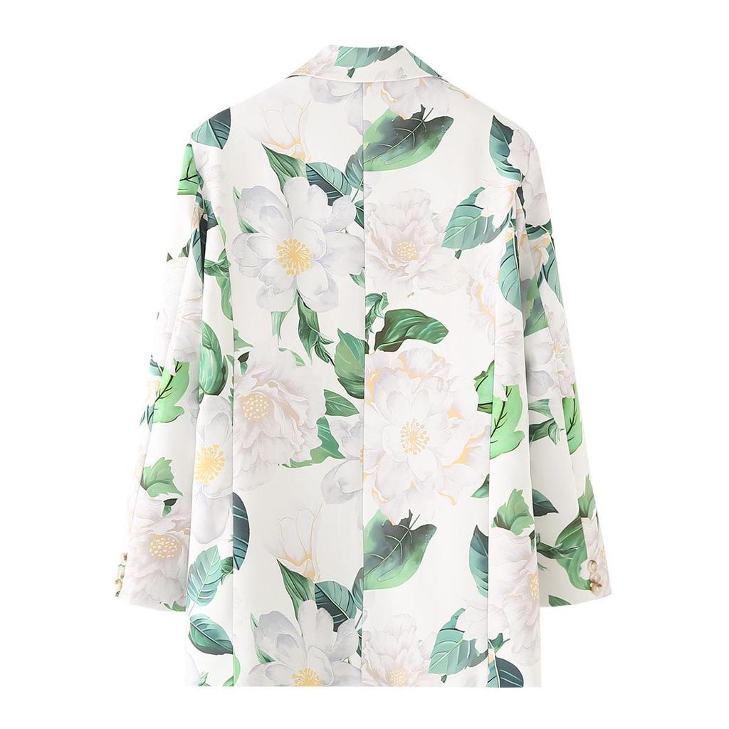 2025 Summer Women's Elegant Floral Print Loose Suit Jacket