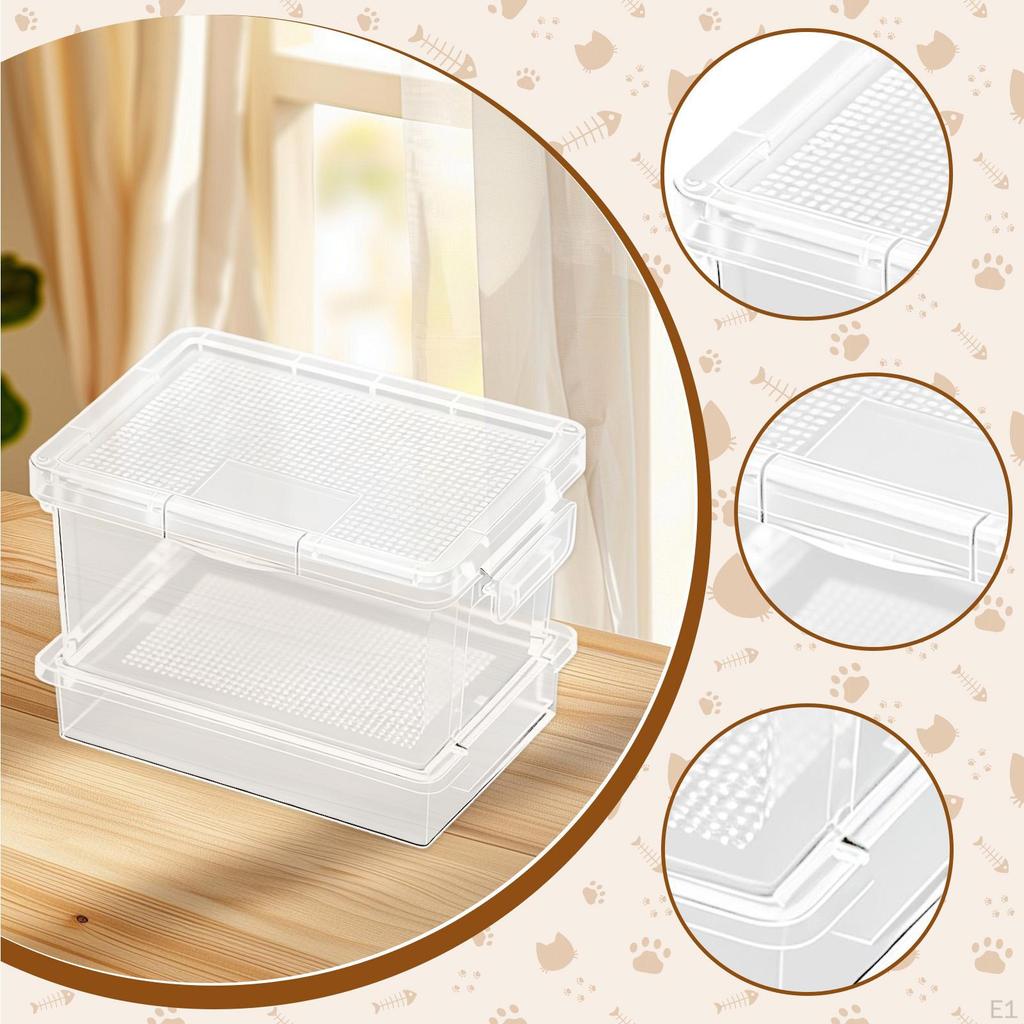 Reptile Feeding Box Cage Sturdy Easy to Clean Ventilation Feeder for Raising Mealworms