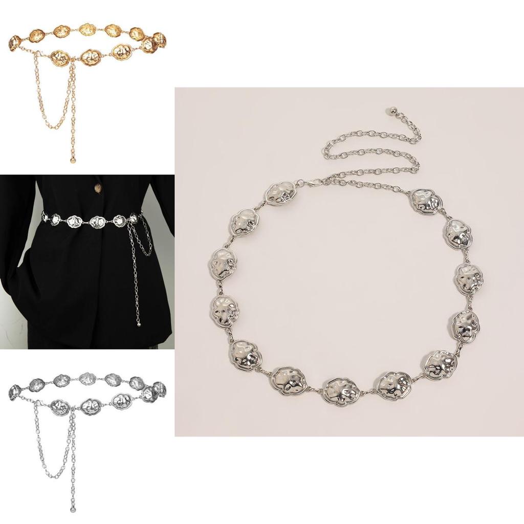 Metal Cloud Waist Chain For Women With Retro Engraving And Geometric Elements Spring