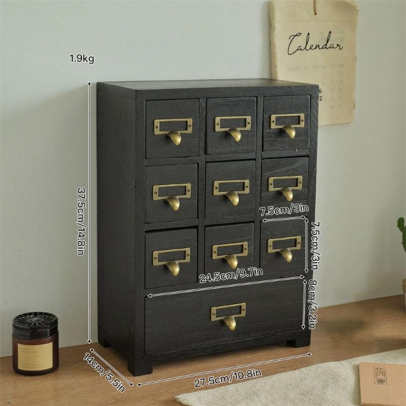Holzaufbewahrungsbox mit 9 Schubladen für Homeoffice und Bastelzimmer Platzsparende Schreibtischorganizer