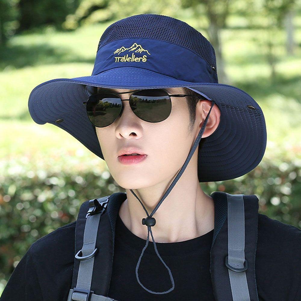 Foldable Breathable Wide Brim Fishing Cap Sun Cap Panama Hat Bucket Hat
