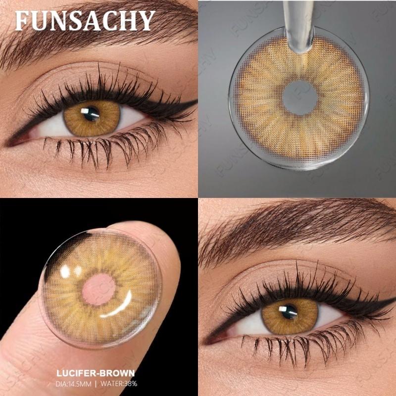 FUNSACHY 1 Pair Gray Color Contact Lenses Brown Natural Lens for Eyes Green Fashion Beauty Pupils Yearly Eye Makeup Accessories