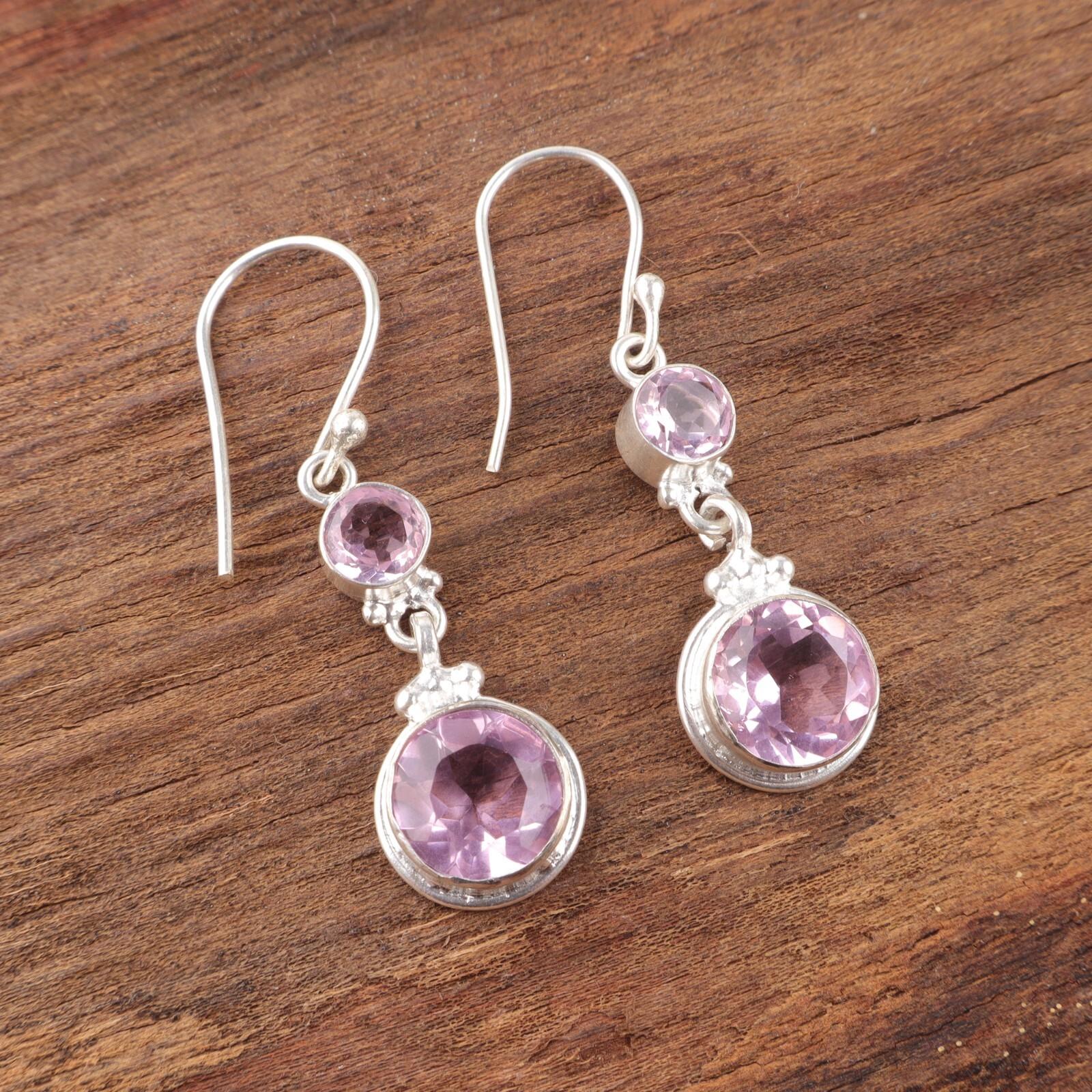 

Morganite Gemstone 925 Sterling Silver Handcrafted Jewelry Round Shape Earrings EE-160-6