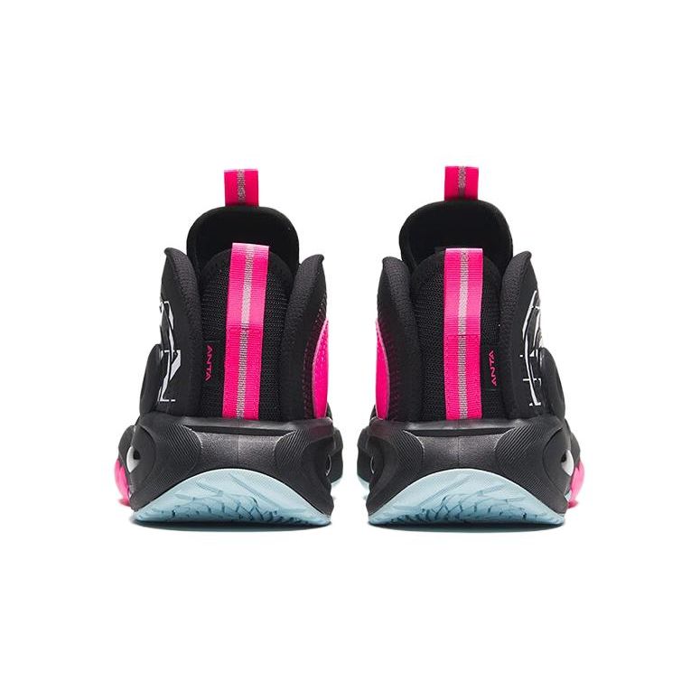 Anta Kids Round Head Knob Wear-Resistant Shock Absorption Low-Top Basketball Shoes Kids Basketball Shoes Black Red A312331111-3