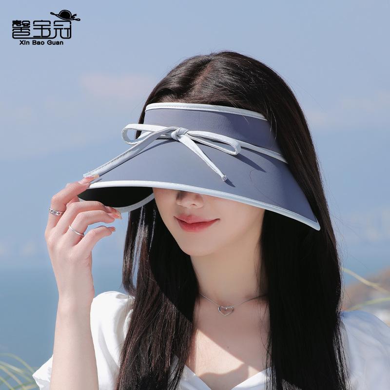 Summer UV Protection Sun Hat Children Ice Silk Eaves Empty Top Sun Hat Versatile Fashion Bow Sun Protection Hat
