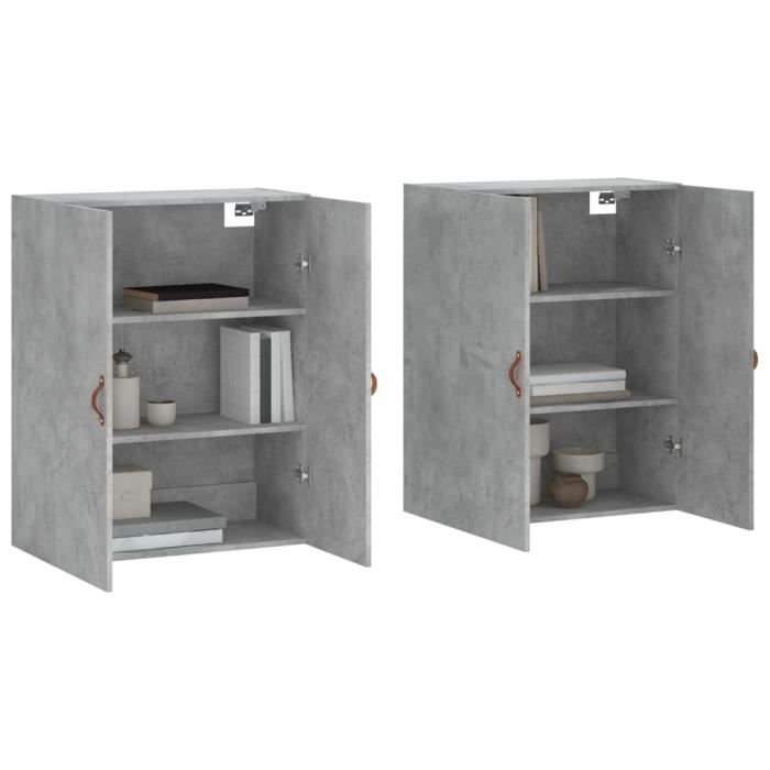 VidaXL Armoires murales 2 pcs gris béton 69,5x34x90 cm 3195599