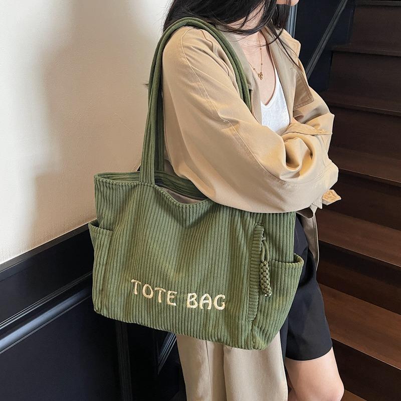 Corduroy cloth bag women's large-capacity new autumn and winter versatile shoulder bag casual class tote bag