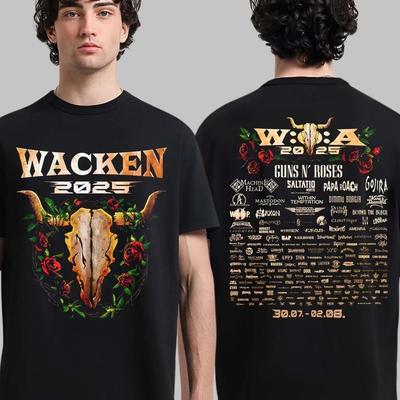Wacken Open Air 2025 Festival From July 30 To August 2 Roses Two Sided T-Shirt Unisex T-Shirt