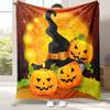 Halloween Bat Pumpkin Lantern Print Flannel Blanket Soft Warm Lightweight Cozy Fluffy Throw Blanket for Boys Girls Festival Gift