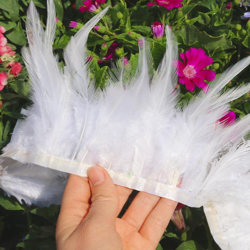Diy White Feather White Tip Cloth Strip Jewelry Handicraft Decoration Wedding Dress Skirt Clothing Accessories
