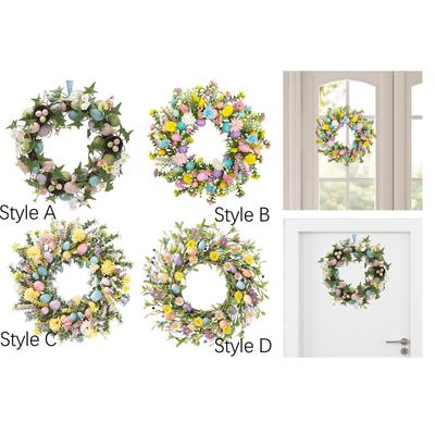Artificial Easter Eggs Wreath Hanging Ornament Cute Creative Spring Wreath Front Door Garland for Indoor Outdoor Wedding Wall