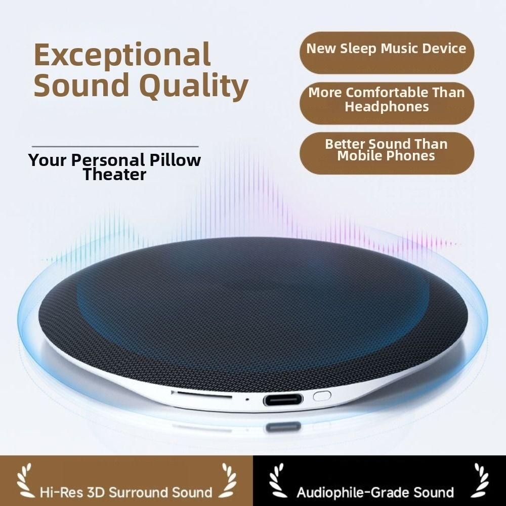 Bluetooth 5.4 Under Pillow Bluetooth Speaker Sleep Aid HiFi Stereo Sound Wireless Sleeping Speaker Ultra-Thin Mini