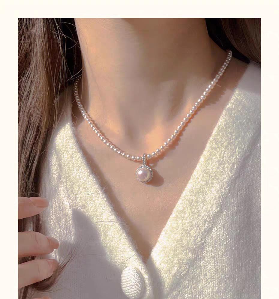 Luxury French Pearl Layered Necklace for Women - Unique Silver Clavicle Chain Choker, 2024 Trendy Design