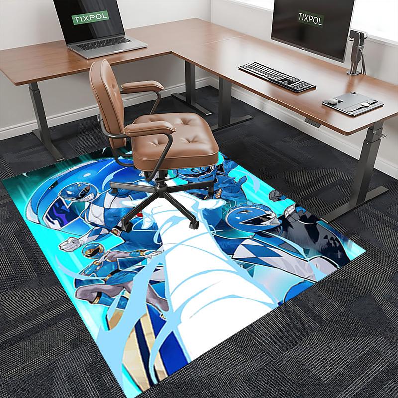 1pc Blue Ranger Chair Mat: Anime Cartoon Design, Non-Slip Carpet for Office, Home Decor, Living Room, Bedroom, Game Room - Perfect Gift for Fans!Y054