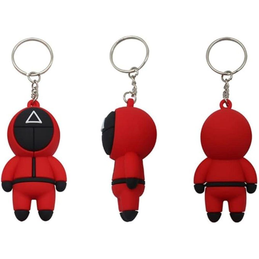 3D Squid Game Figures Mask Keychain Charms Accessories Round Six Cosplay Keychains for Ladies Women Men Kids Key Chain Toys Gift