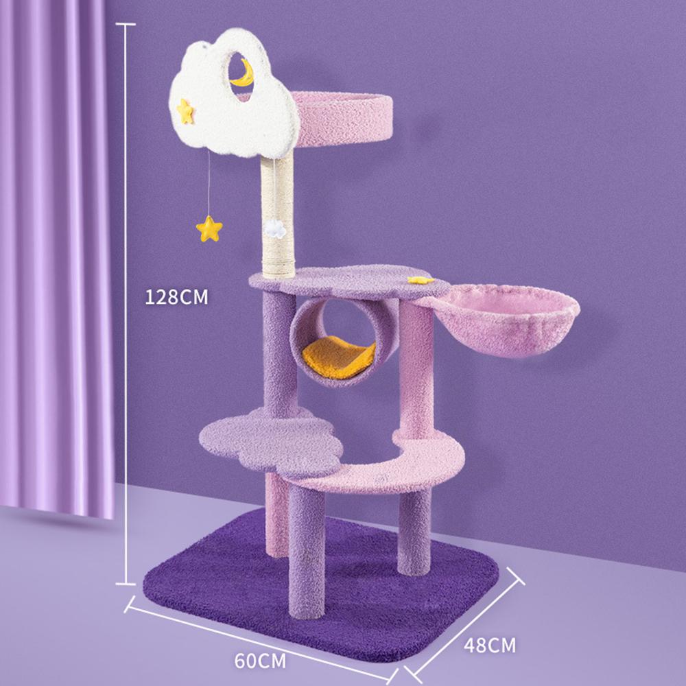 Wholesale Cat Tree House Climbing Frame Cute Luxury Purple Large Cat Trees and Scratcher Sisal Wood Pet Cat Tree Tower синий