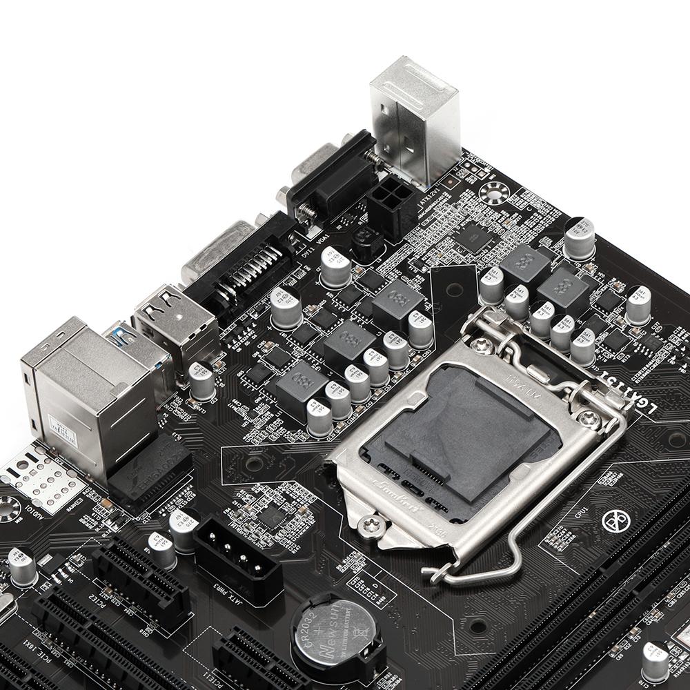 B250 BTC-12P Motherboard with 2 DDR4 Memory Slots 11 PCI-E 1X Slots VGA+DVI Ports Support LGA1151