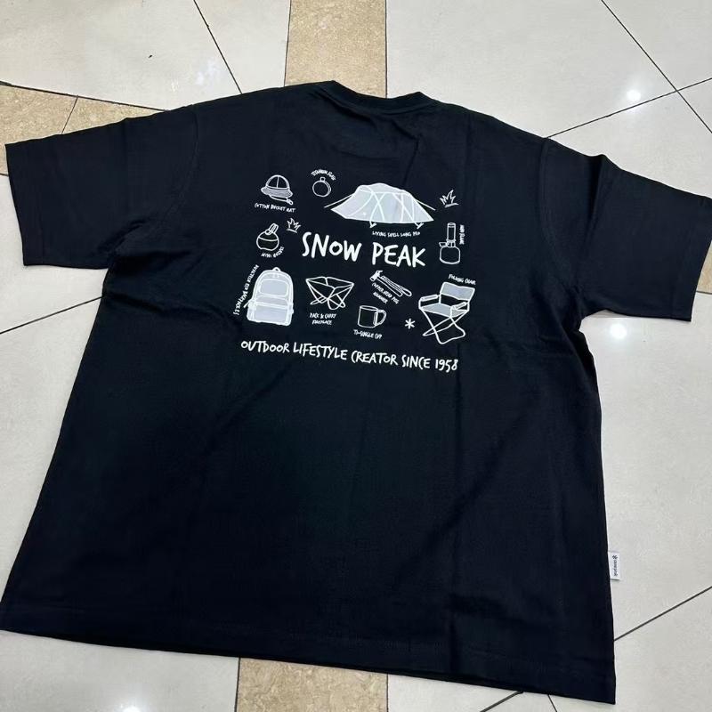 Koreanisch 2025 Sommer Neu Snow Peak Kurzarm Rundhals T-Shirt Locker Vielseitig Baumwoll-Top Unisex Harajuku Lässig Nachthemden