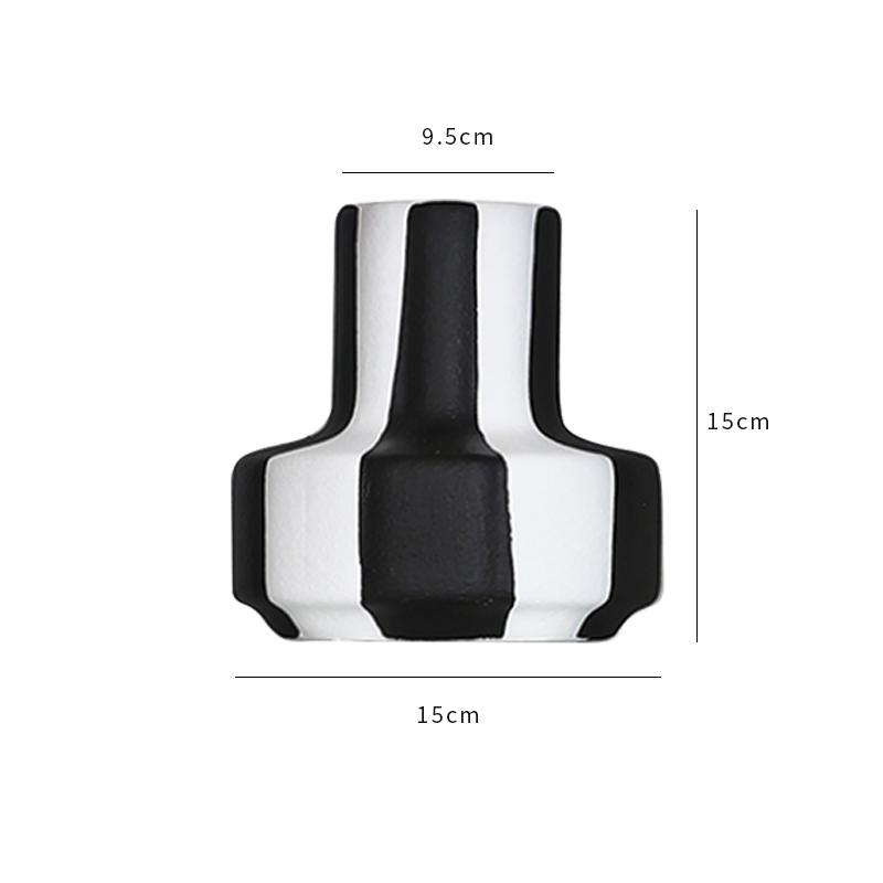 Черно-белая полосатая керамическая ваза Настольное украшение Цветочная композиция Креативные геометрические узоры Вазы Эстетичный декор комнаты