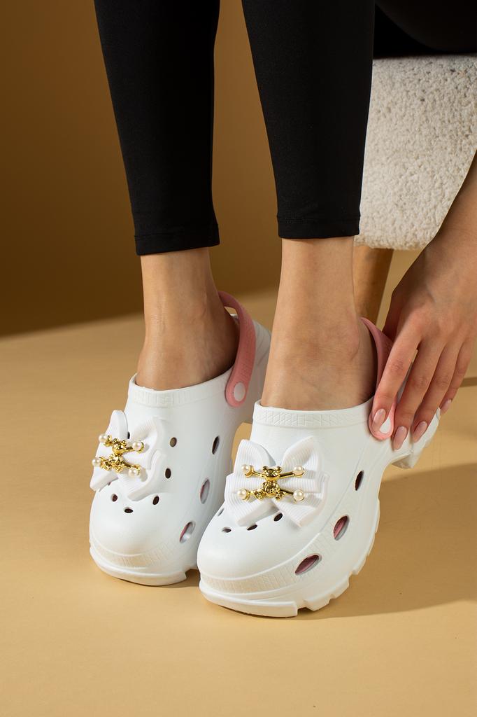 Sandale Eva Comfort pentru femei, cu talpă înaltă, cu panglică DNZ223-24WhitePowder