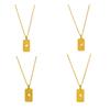 Stylish Gold Square Sun Moon Star World Pendant Necklace Accessory Eye Catching Clavicular Chain for Gathering Parties