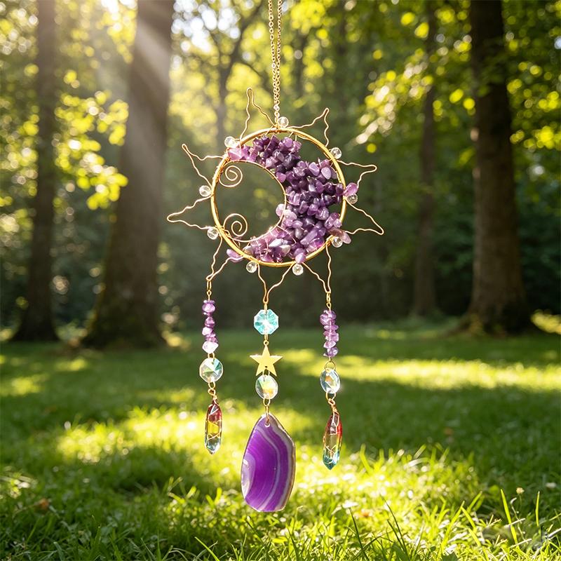 Natürlicher 7-Chakra Lebensbaum Edelstein Heilung Rohe Kristallsteine Wand Fenster Auto Hängendes Ornament für Yoga