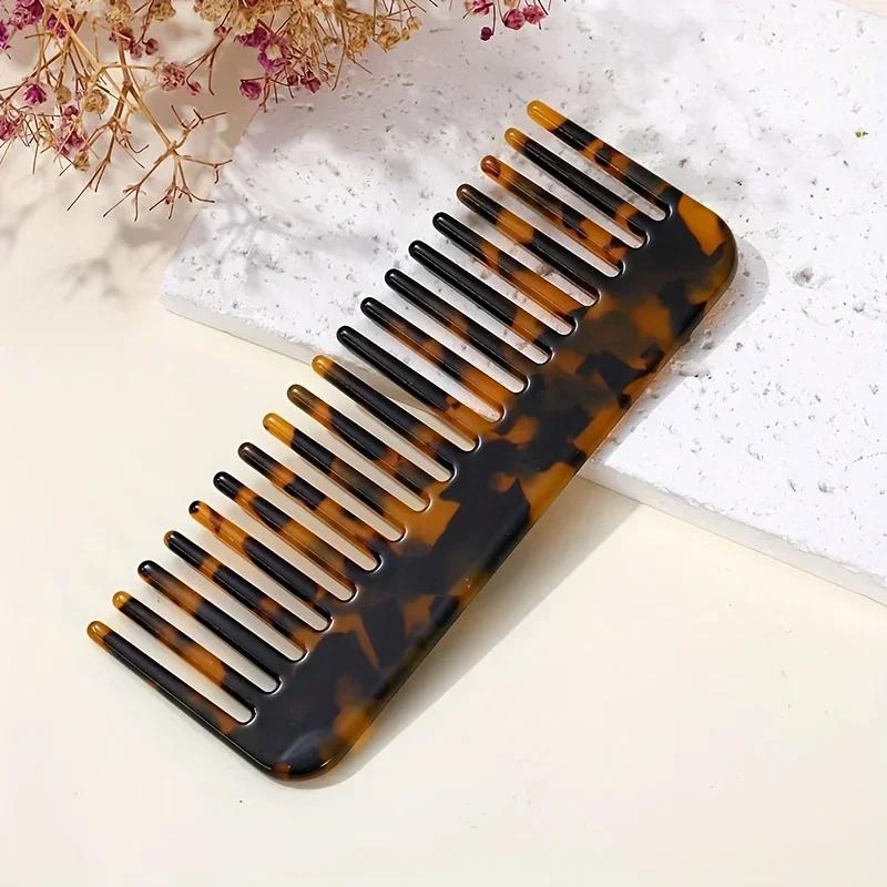 Colorful Wide-tooth 1pc Mini Acetic Acid Comb, Plastic Bristle, Styling Tool for Curly, Thick, Long, Wet Hair, Normal Hair Type