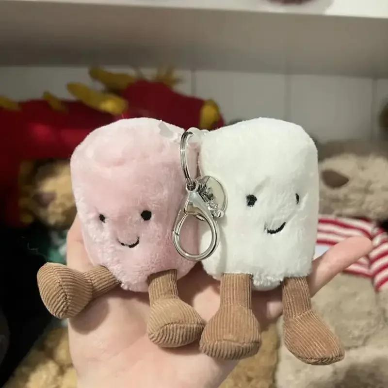 Nový Zábavný Dva Marshmallow Klíčenka Cukrová Vata Tón Roztomilý Jemný Dvoubarevná Klíčenka Pouzdro Přívěsky Doplňky Panenky Přívěsek Vánoční Dárky