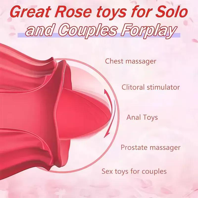 Rose Tongue Licking Vibrator Adult Supplies 10 Modes Vibrating Clitoris Nipple Stimulator Massage G Spot of Sex Toys for Women